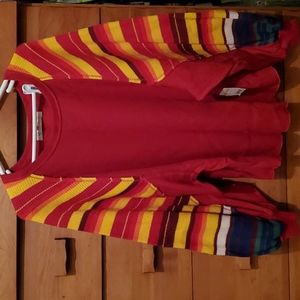 NWT Free People: Rainbow Dreams Pullover Knit top, Red, Small